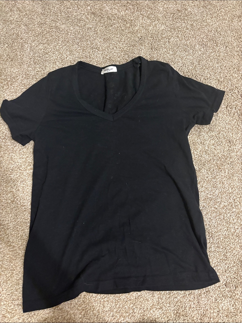 Replay Black V-Neck Short Sleeve Tee
